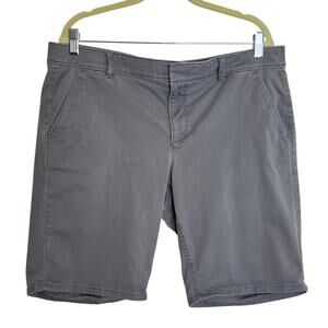 Loft Womens Marisa Bermuda Shorts Size 14 Gray Twill Pockets Cotton Spandex